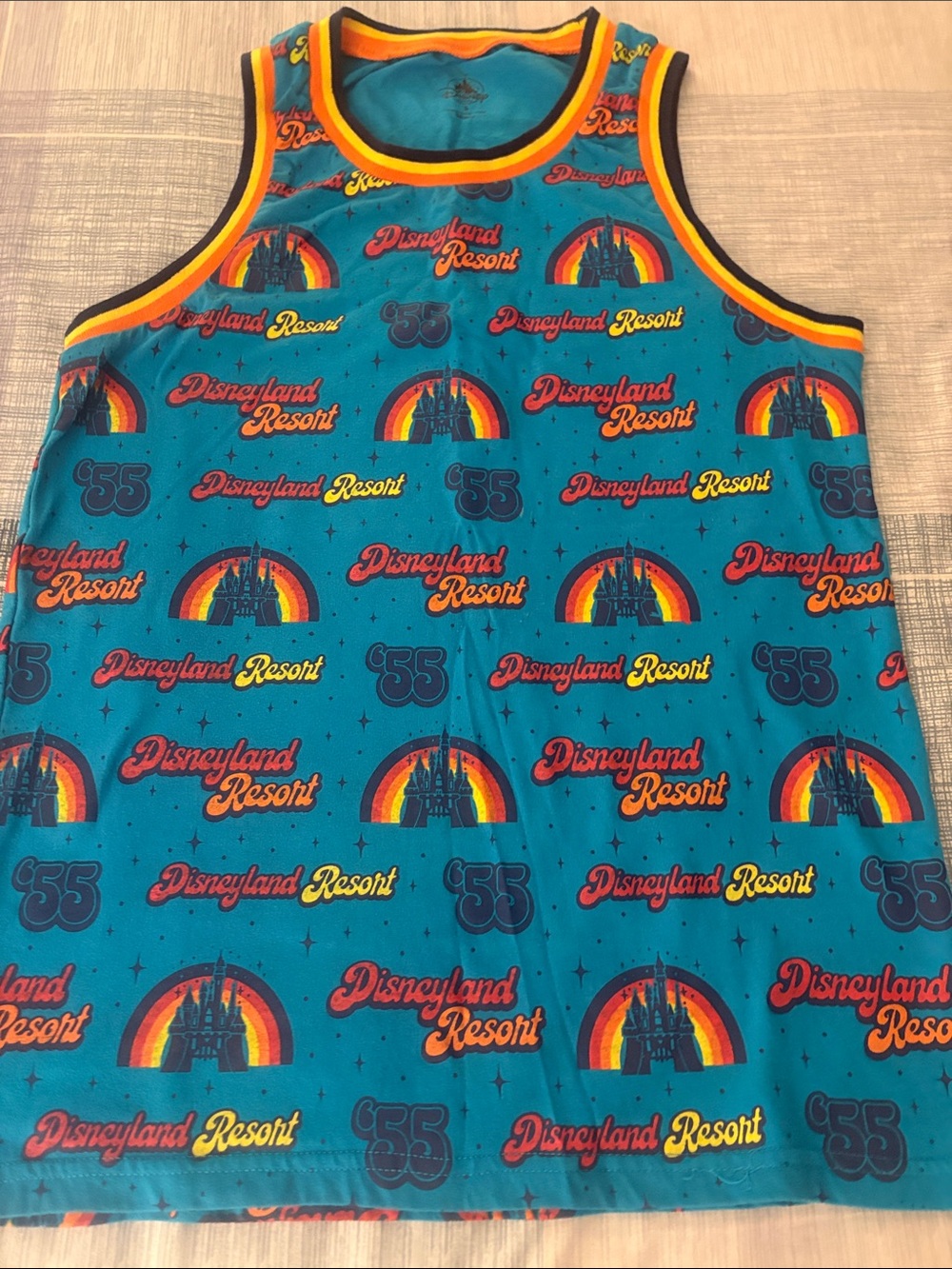 Disney Teal Tank Top with Rainbow & Castle Print
